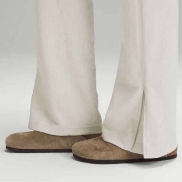 Lululemon Brushed Softstreme Ribbed Zip Flared Pant 32.5" Bone Size 10 NWOT - Picture 4 of 11